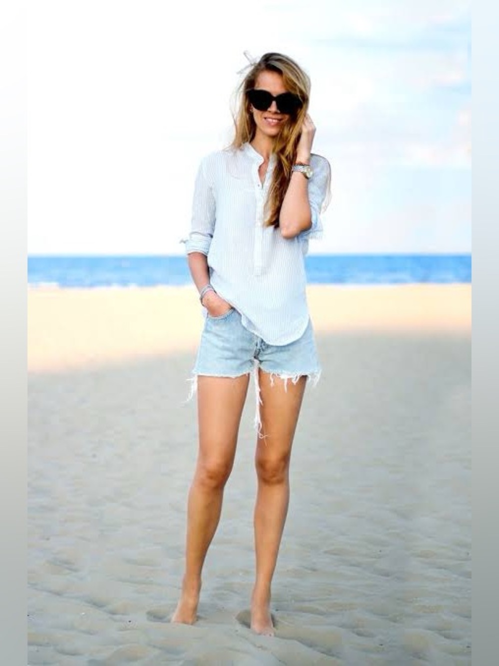 Levi's Light Blue High-Rise Cutoff Jean Shorts